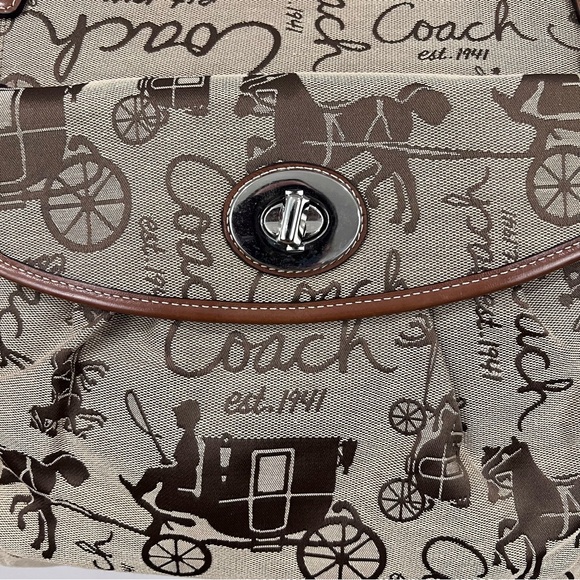 NWOT Coach Horse & Carriage Monogram Canvas Leather Large Tote Bag L0973-F14857 - Picture 6 of 9
